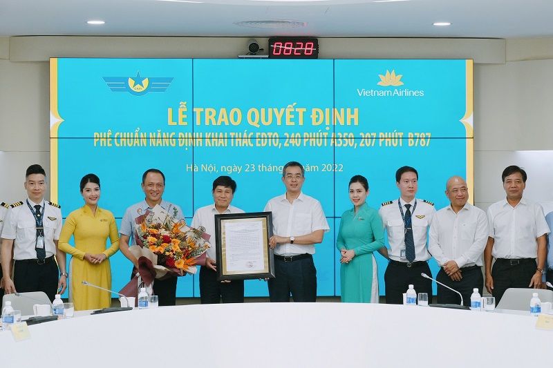 Cục HKVN phê chuẩn năng định khai thác EDTO trên 180 phút cho Hãng hàng không quốc gia Việt Nam